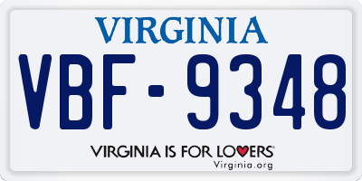 VA license plate VBF9348