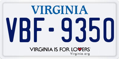 VA license plate VBF9350
