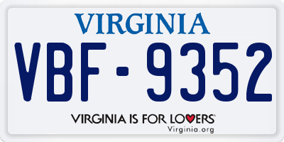 VA license plate VBF9352