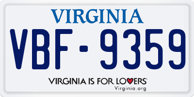 VA license plate VBF9359
