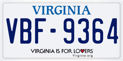 VA license plate VBF9364