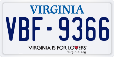 VA license plate VBF9366