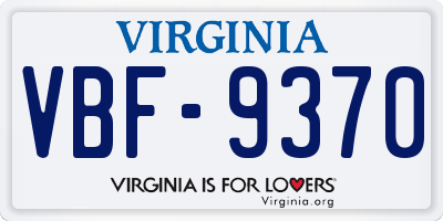 VA license plate VBF9370