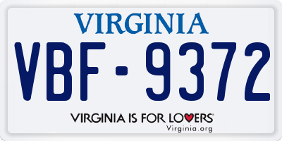 VA license plate VBF9372