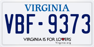 VA license plate VBF9373