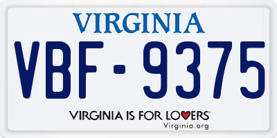 VA license plate VBF9375