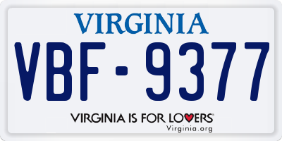 VA license plate VBF9377