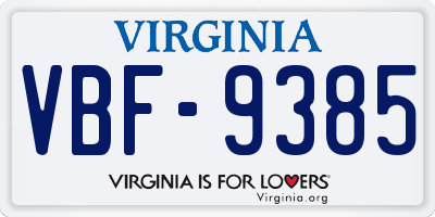 VA license plate VBF9385