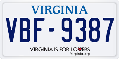 VA license plate VBF9387