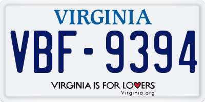 VA license plate VBF9394