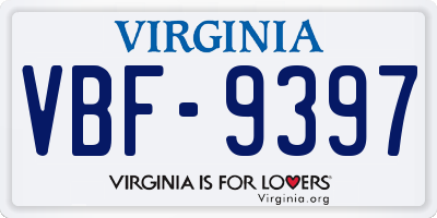 VA license plate VBF9397