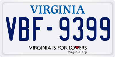 VA license plate VBF9399