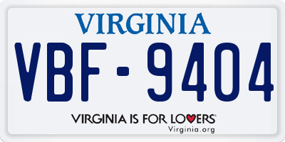 VA license plate VBF9404