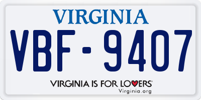 VA license plate VBF9407