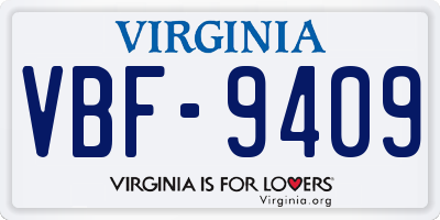 VA license plate VBF9409