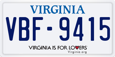 VA license plate VBF9415