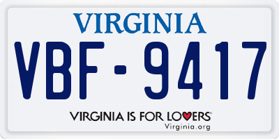 VA license plate VBF9417