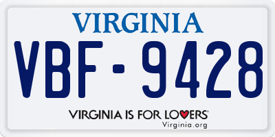 VA license plate VBF9428