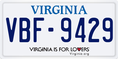 VA license plate VBF9429