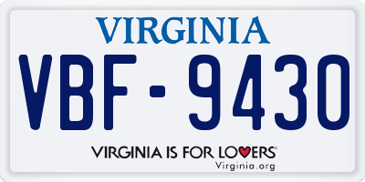 VA license plate VBF9430