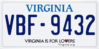 VA license plate VBF9432