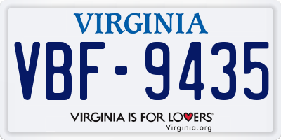 VA license plate VBF9435
