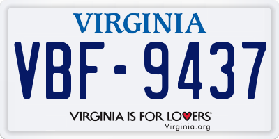 VA license plate VBF9437