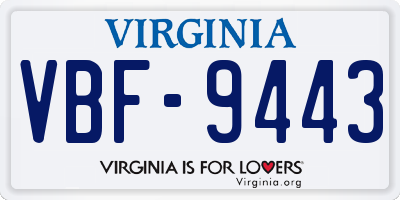VA license plate VBF9443
