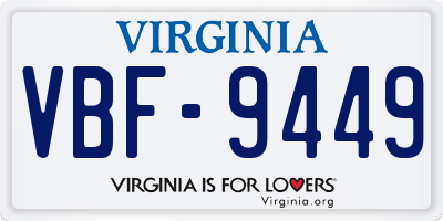 VA license plate VBF9449