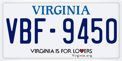 VA license plate VBF9450
