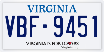 VA license plate VBF9451