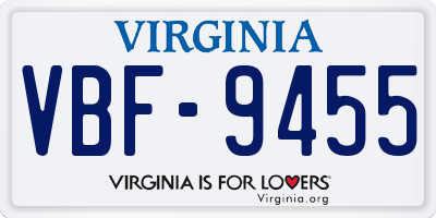 VA license plate VBF9455