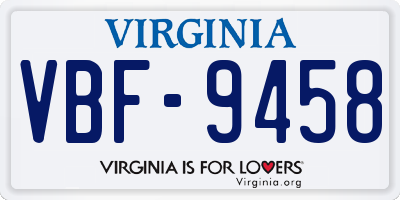 VA license plate VBF9458