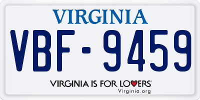 VA license plate VBF9459
