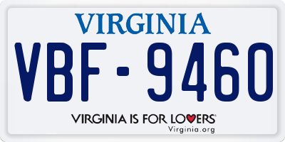 VA license plate VBF9460