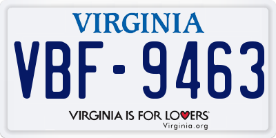 VA license plate VBF9463