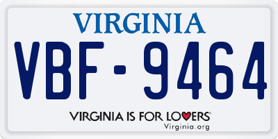 VA license plate VBF9464
