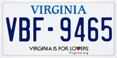 VA license plate VBF9465