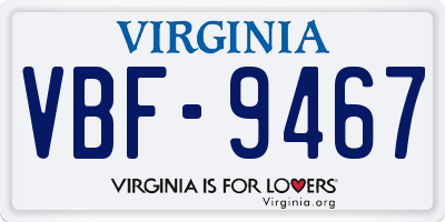 VA license plate VBF9467