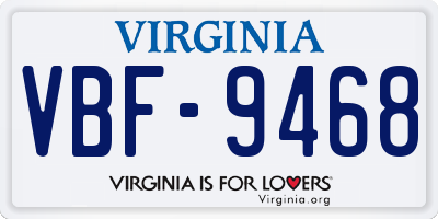 VA license plate VBF9468