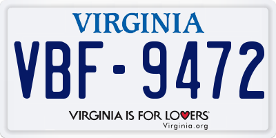 VA license plate VBF9472