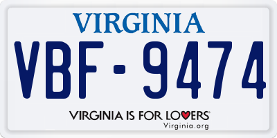 VA license plate VBF9474