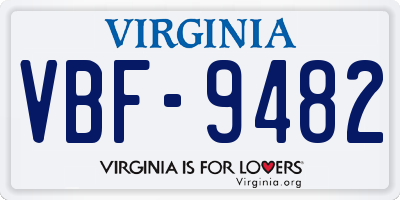VA license plate VBF9482