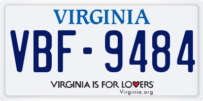 VA license plate VBF9484