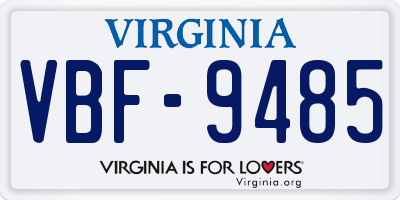 VA license plate VBF9485