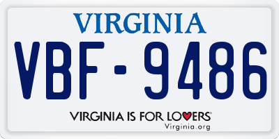 VA license plate VBF9486