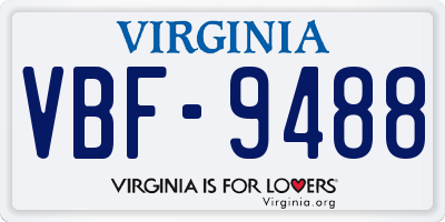 VA license plate VBF9488
