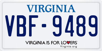 VA license plate VBF9489
