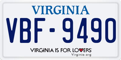VA license plate VBF9490