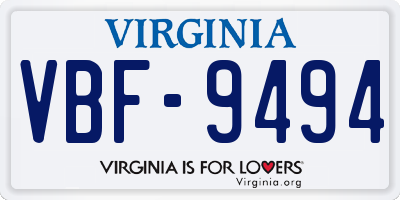 VA license plate VBF9494